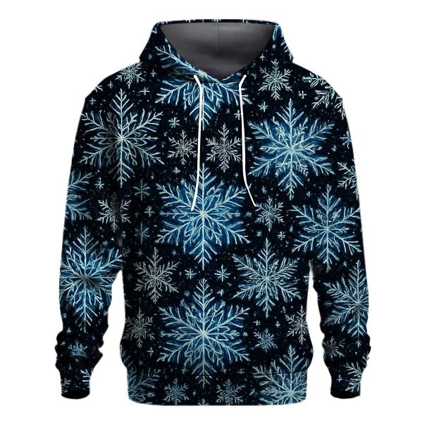 Midnight Snowflake Kaleidoscope On Black zip-up hoodies
