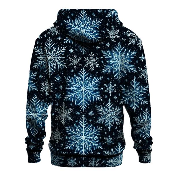 Midnight Snowflake Kaleidoscope On Black zip-up hoodies