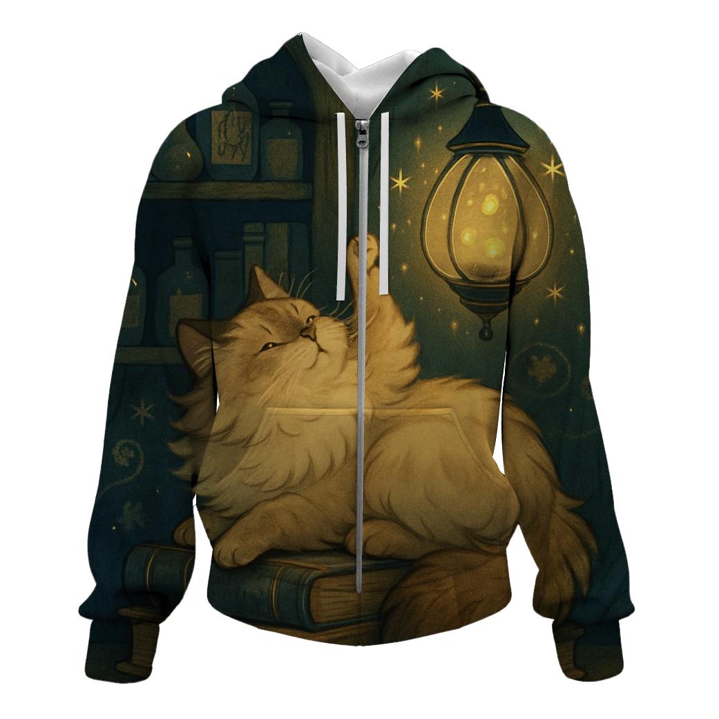 Starlit Library Cat Nook premium hoodies