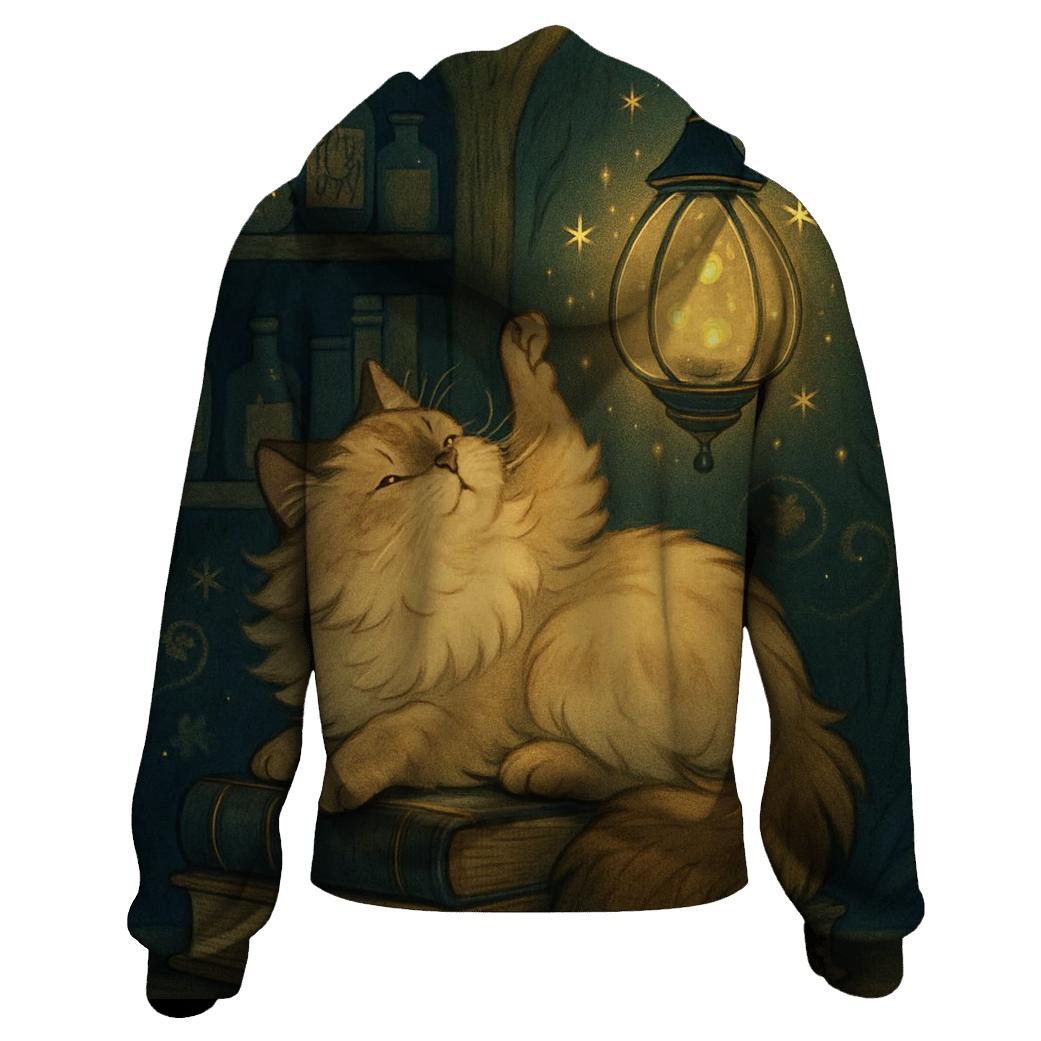 Starlit Library Cat Nook premium hoodies