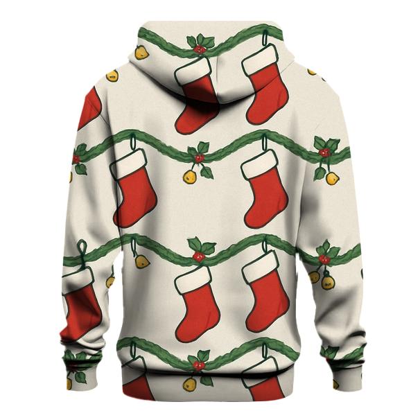 Red Stockings Garland Wave On Soft Gray lightweight hoodies
