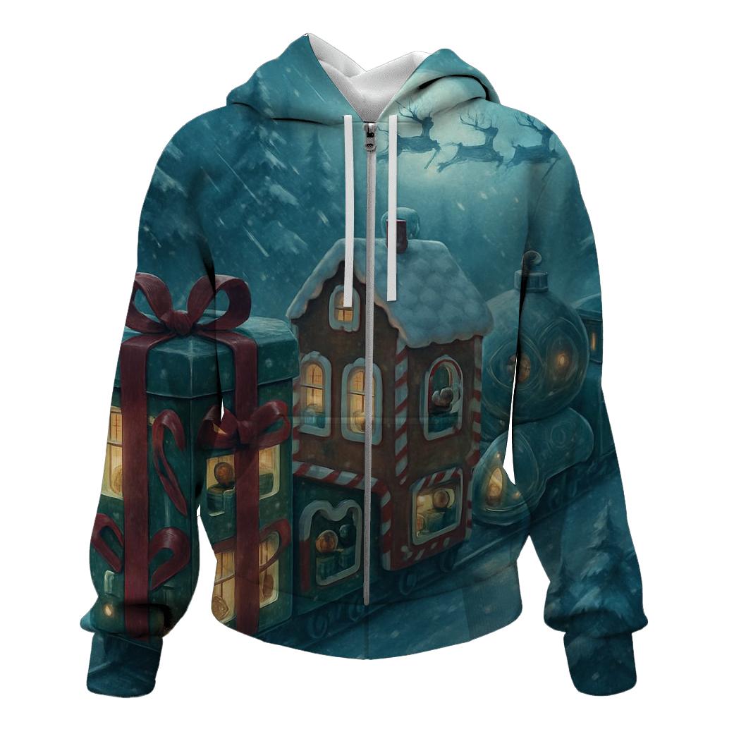 North Pole Commuter Train embroidered hoodies