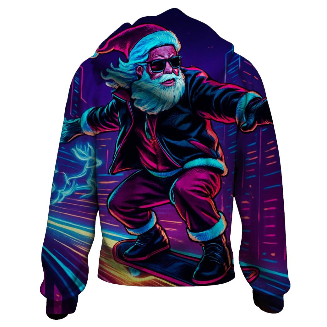 Neon City Skater Santa printed hoodies