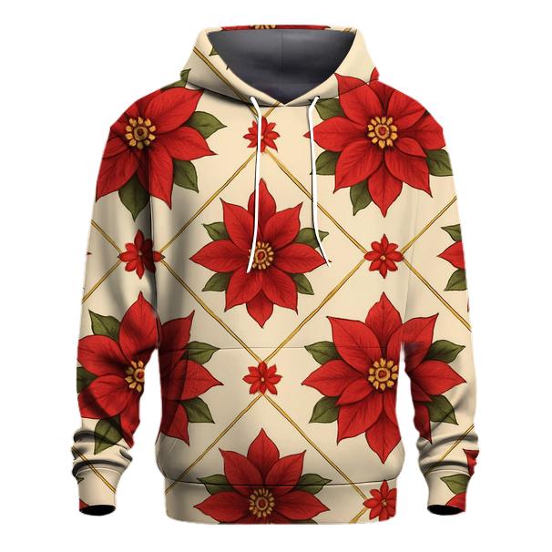 Poinsettia Diamond Tiling On Ivory Glow embroidered hoodies