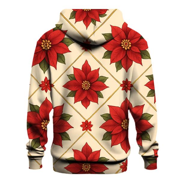 Poinsettia Diamond Tiling On Ivory Glow embroidered hoodies