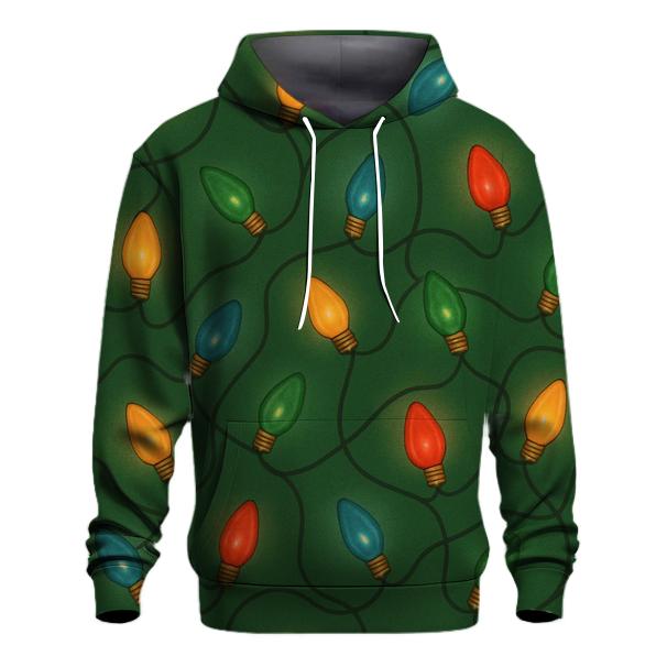 Christmas Light Bulb Scatter On Pine Green zip-up hoodies