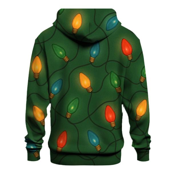 Christmas Light Bulb Scatter On Pine Green zip-up hoodies