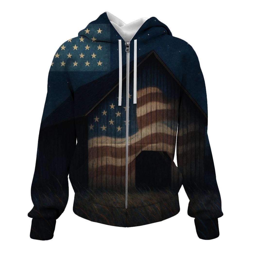 Rustic Barn Night Flag Constellation pullover hoodies