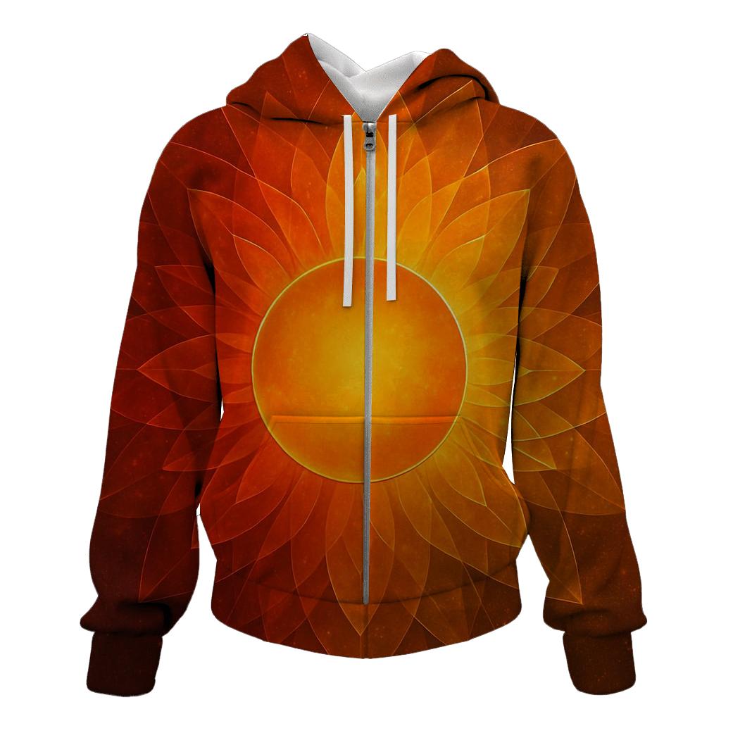 Solar Bloom Gradient Halo zip-up hoodies