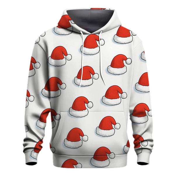 Santa Hat Polka Rhythm On Snow White printed hoodies