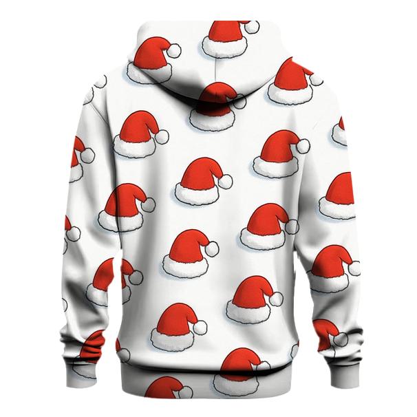 Santa Hat Polka Rhythm On Snow White printed hoodies