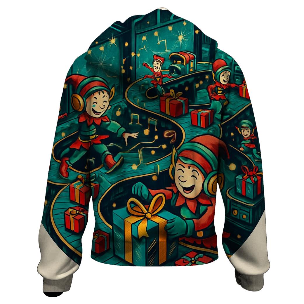 Elves Midnight Gift Factory Jam zip-up hoodies