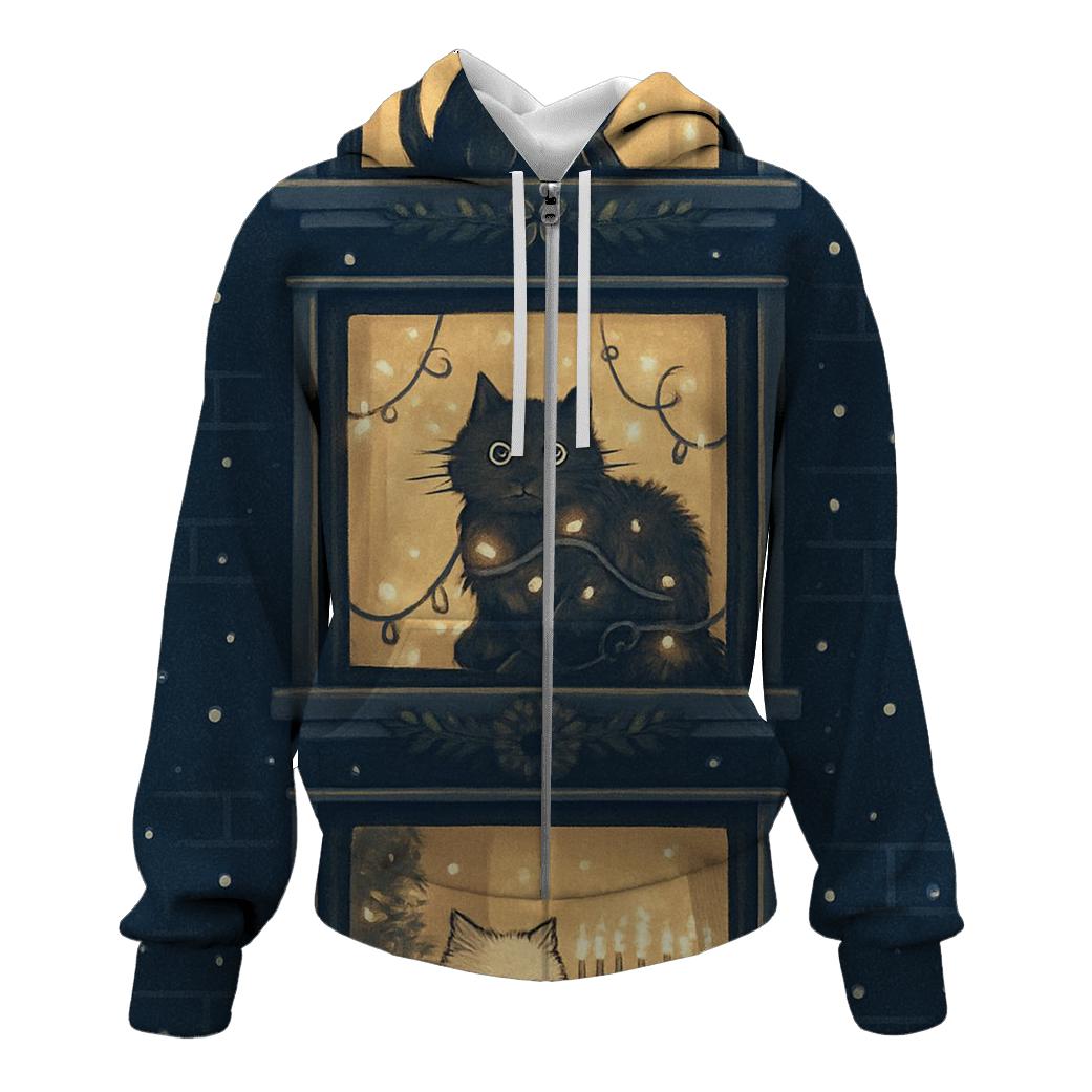 Christmas Cats Window Parade hoodie styles