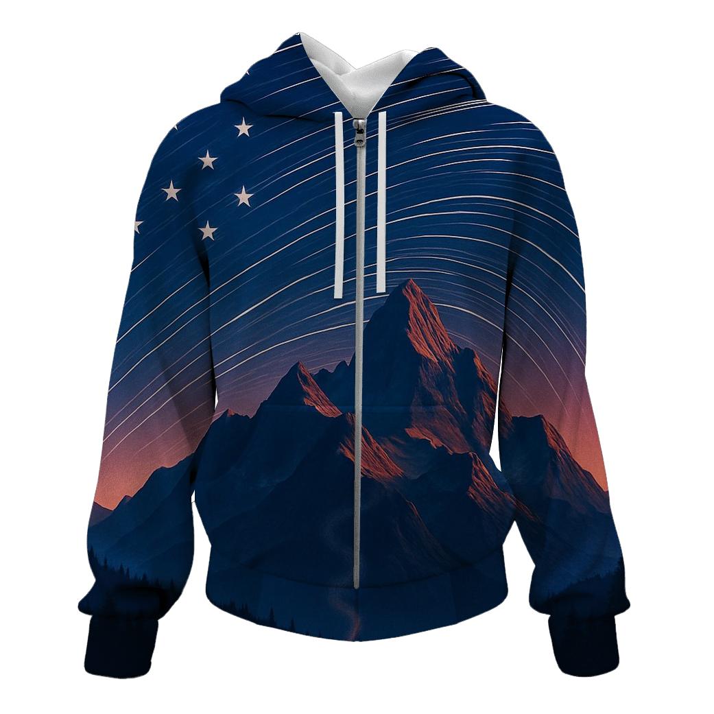 Mountain Dawn Star Trail Flag lightweight hoodies