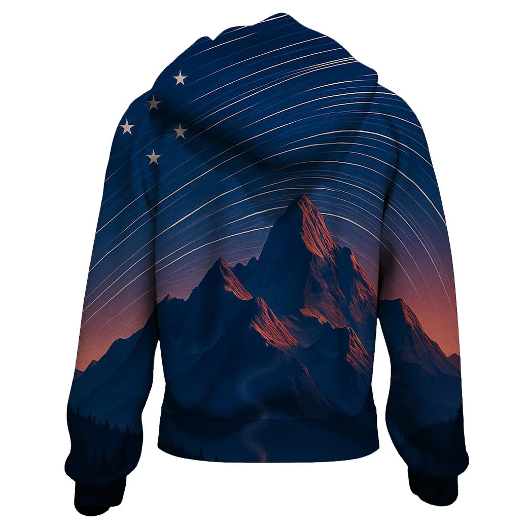 Mountain Dawn Star Trail Flag lightweight hoodies