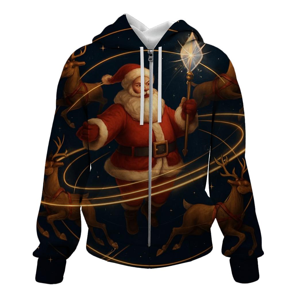 Orbiting Reindeer Carousel Santa hoodie designs