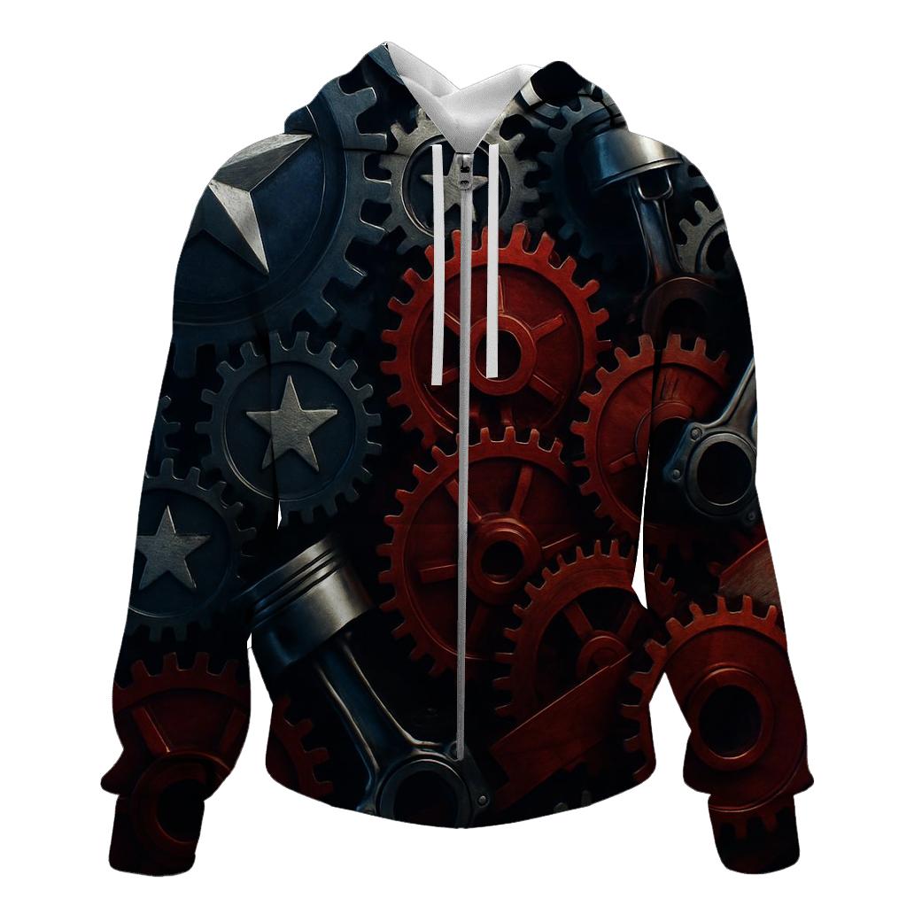 Mechanical Gears Of The Flag heavyweight hoodies