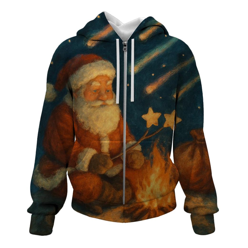 Meteor Shower Campfire Santa graphic hoodies