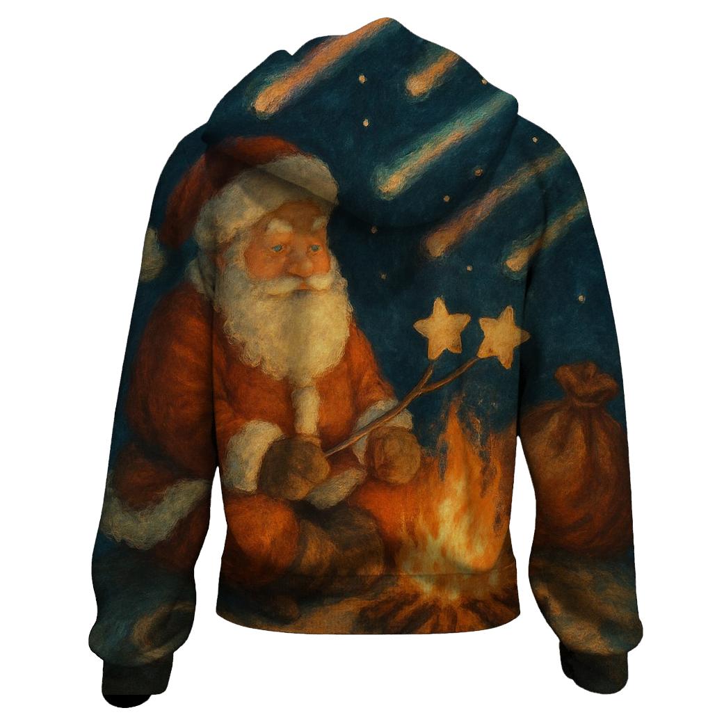 Meteor Shower Campfire Santa graphic hoodies