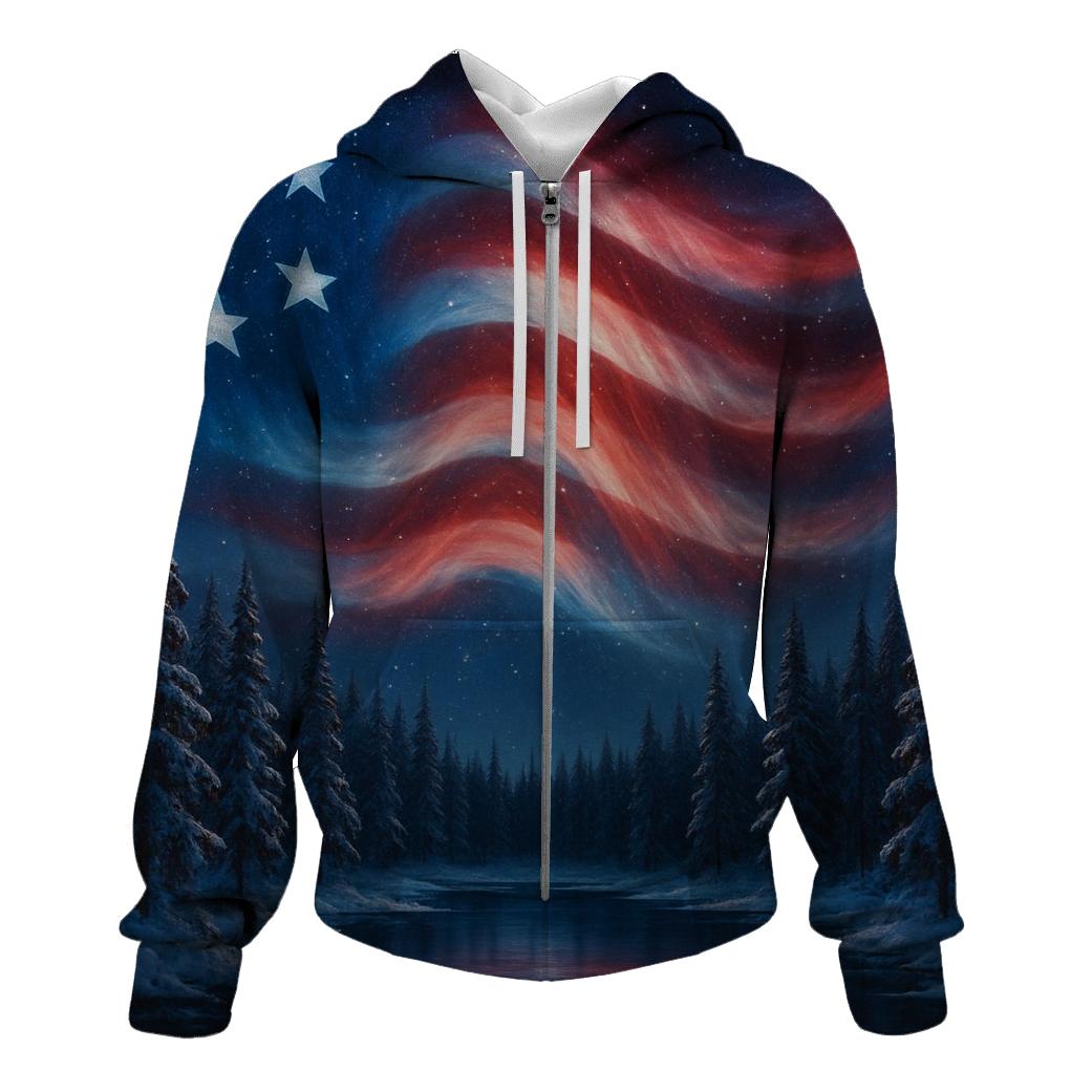 Aurora Borealis Flag Veil zip-up hoodies