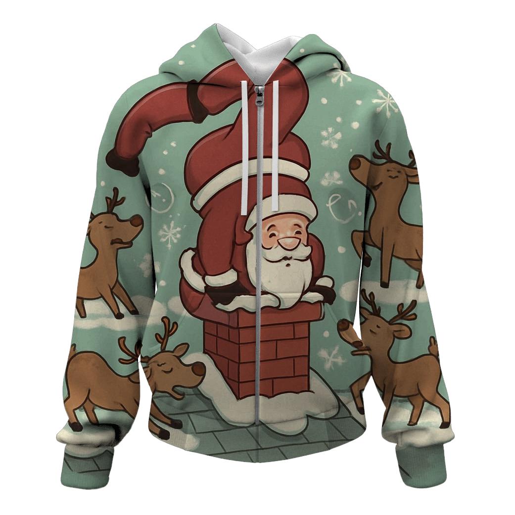 Santa Chimney Yoga Break printed hoodies