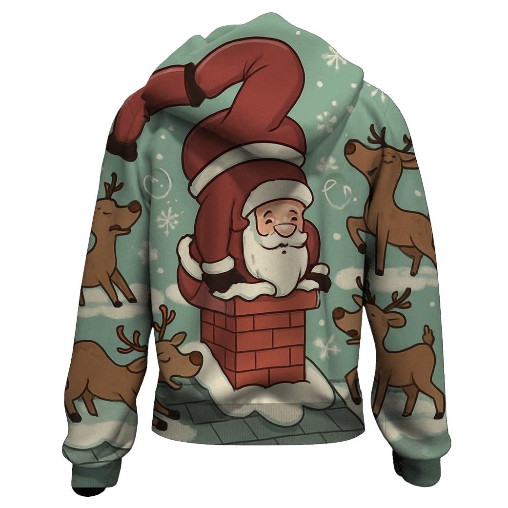 Santa Chimney Yoga Break printed hoodies