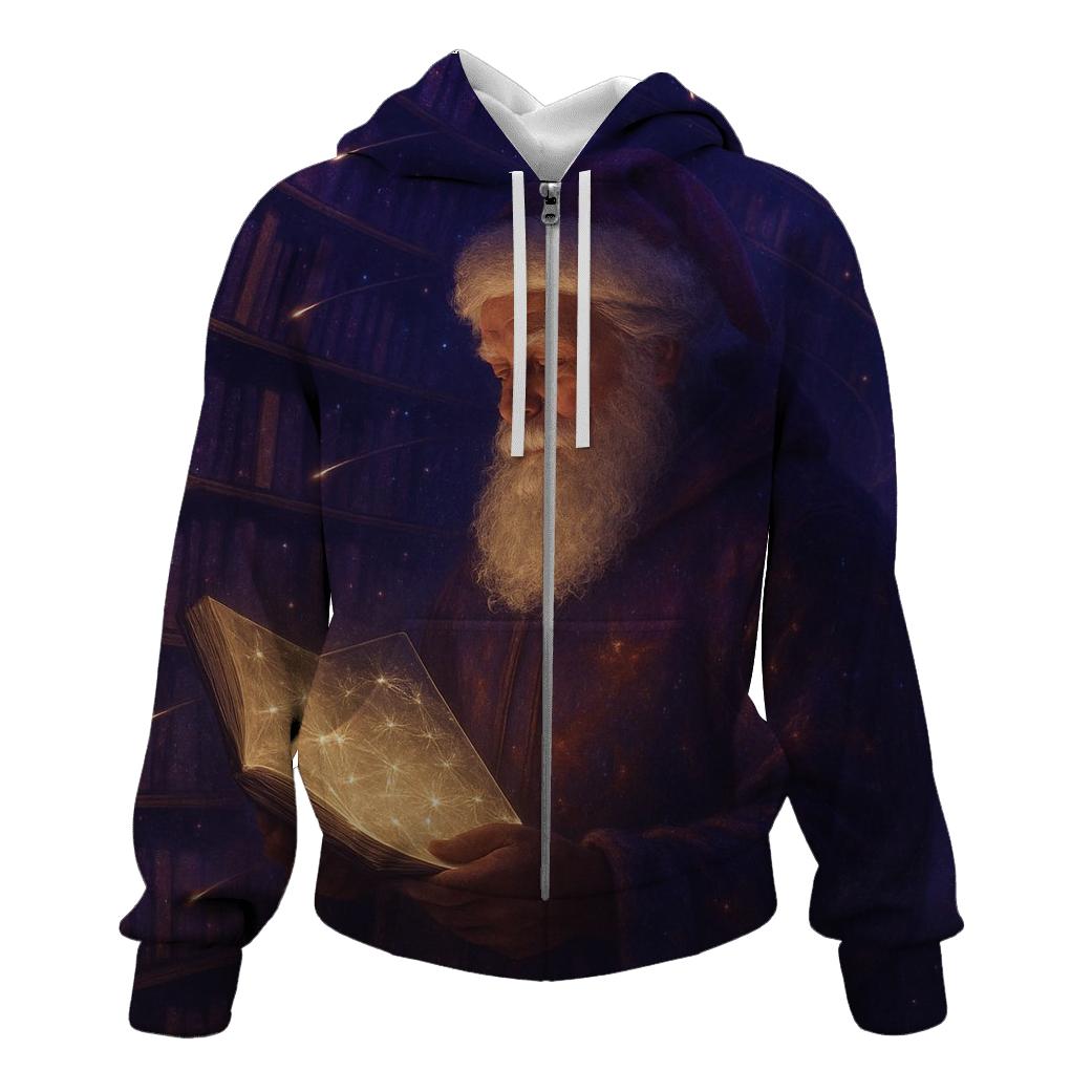 Celestial Library Santa embroidered hoodies