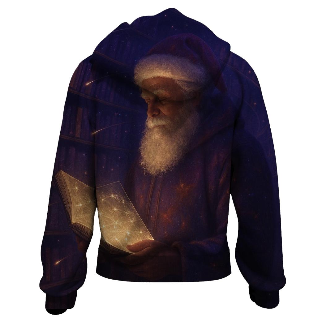 Celestial Library Santa embroidered hoodies