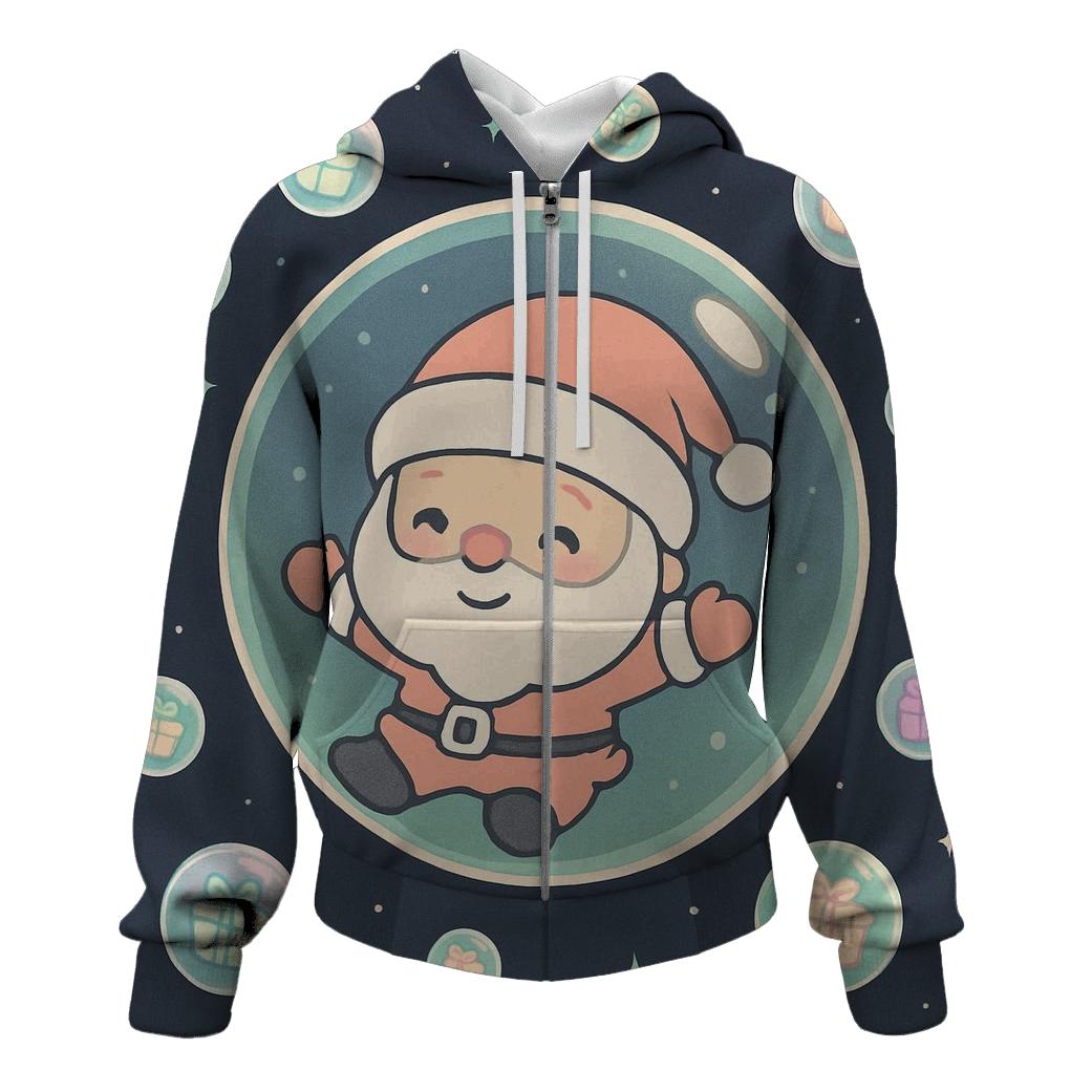 Zero Gravity Gift Bubble Santa graphic hoodies
