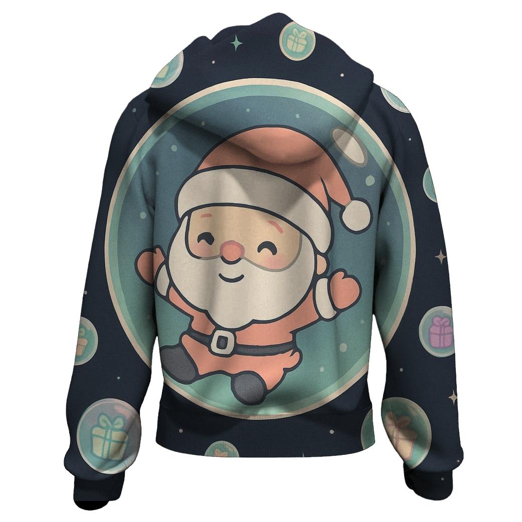 Zero Gravity Gift Bubble Santa graphic hoodies