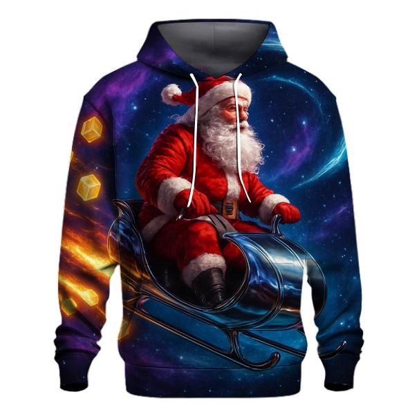 Cosmic Sleigh Rider Santa embroidered hoodies