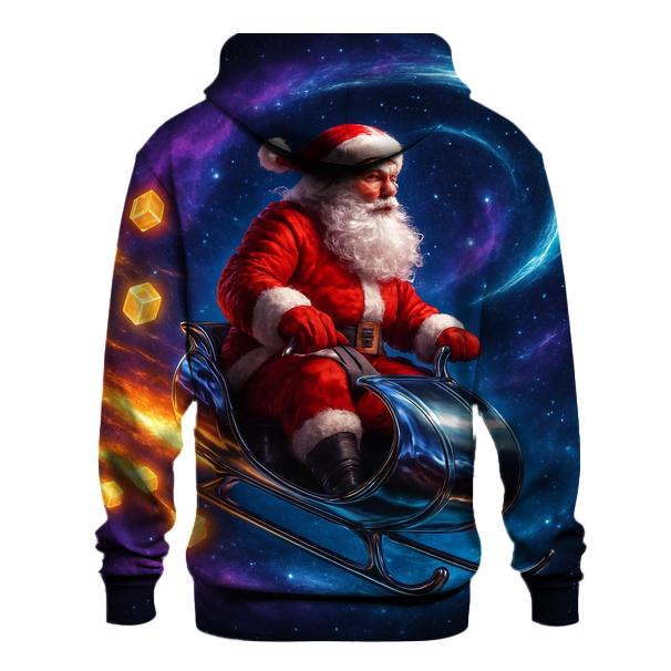 Cosmic Sleigh Rider Santa embroidered hoodies