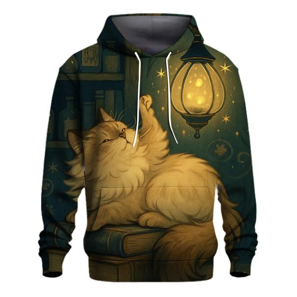 Starlit Library Cat Nook zip-up hoodies