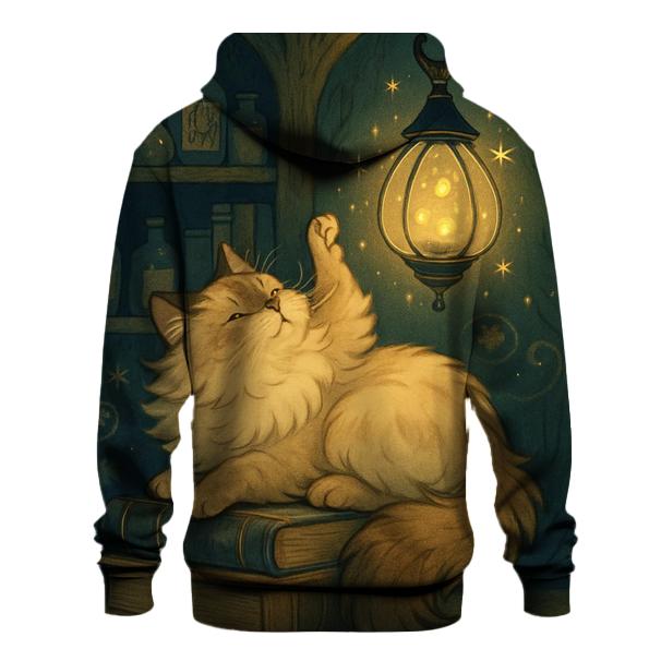 Starlit Library Cat Nook zip-up hoodies