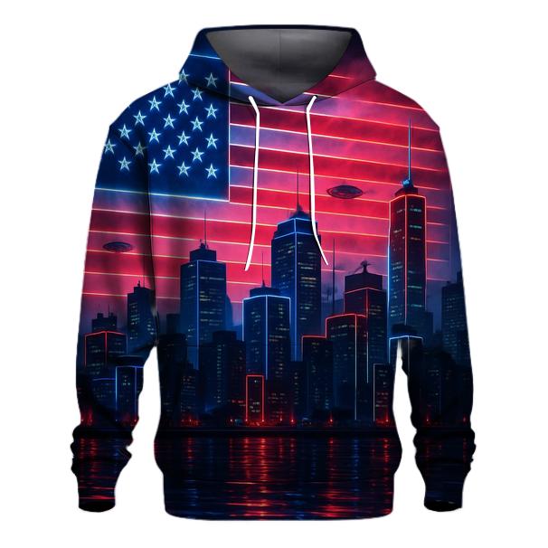 Neon Skyline Stars And Stripes lightweight hoodies