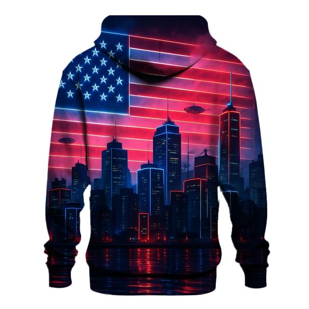 Neon Skyline Stars And Stripes lightweight hoodies