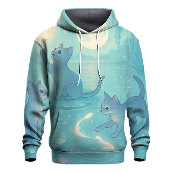 Moonlit Lotus Pond Kittens zip-up hoodies