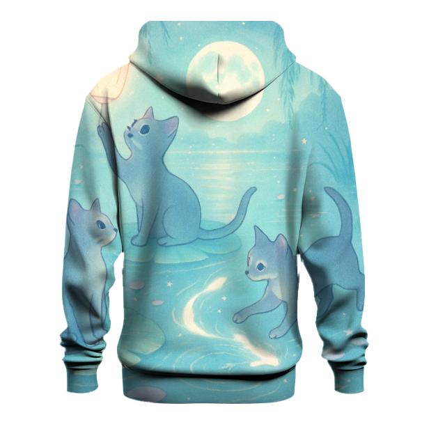 Moonlit Lotus Pond Kittens zip-up hoodies