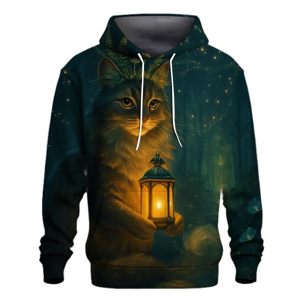 Forest Lantern Guardian Cat designer hoodies