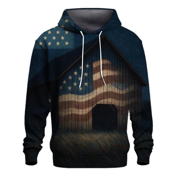 Rustic Barn Night Flag Constellation lightweight hoodies