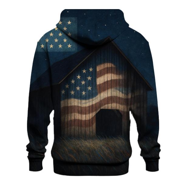 Rustic Barn Night Flag Constellation lightweight hoodies