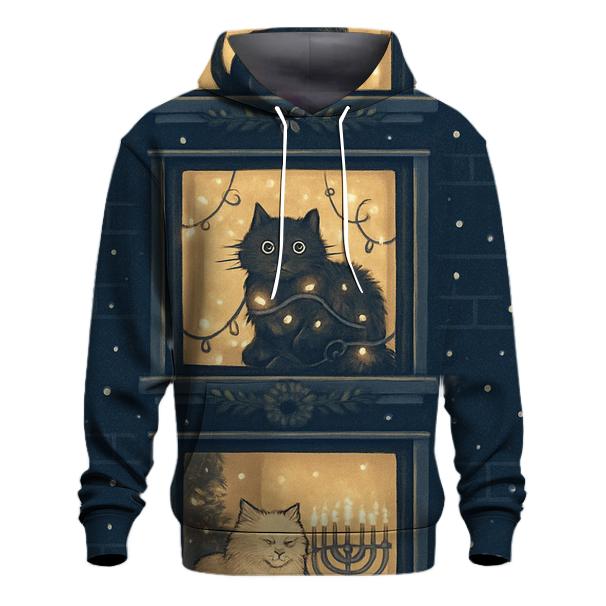 Christmas Cats Window Parade lightweight hoodies
