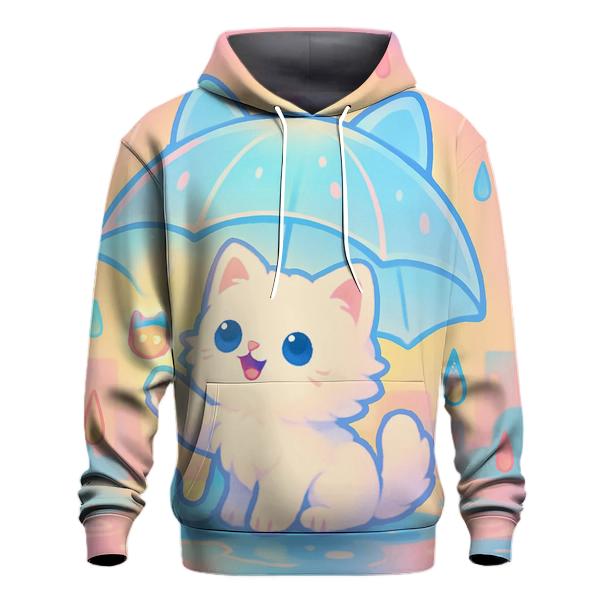 Rainbow Raindrop Umbrella Cat hoodie designs