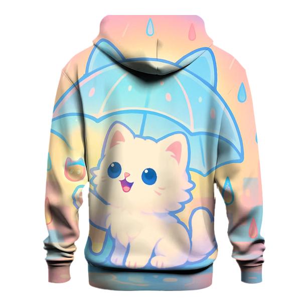 Rainbow Raindrop Umbrella Cat hoodie designs