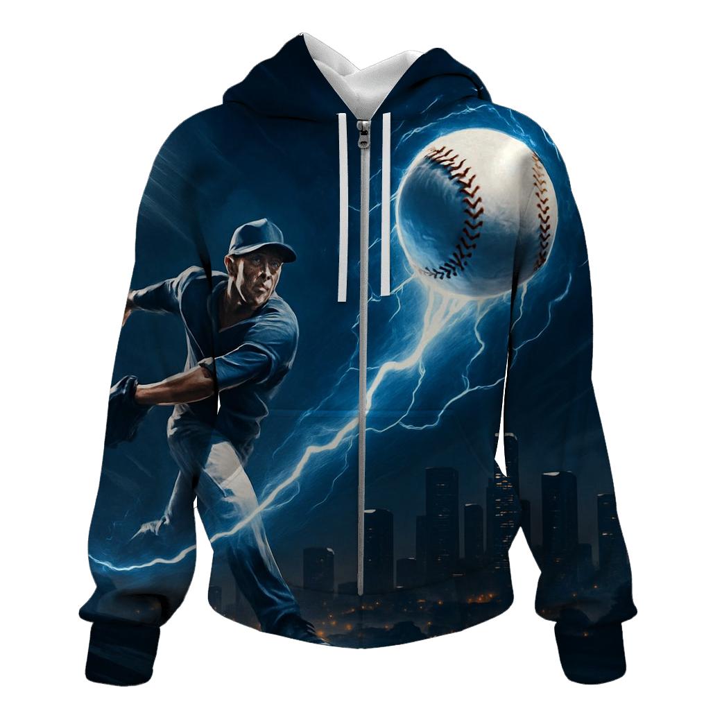 Skyline Fastball Lightning Arc embroidered hoodies