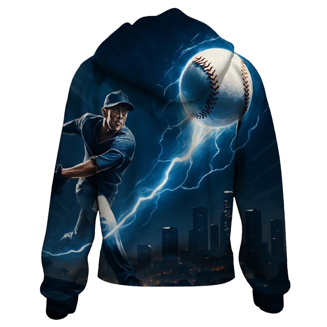 Skyline Fastball Lightning Arc embroidered hoodies