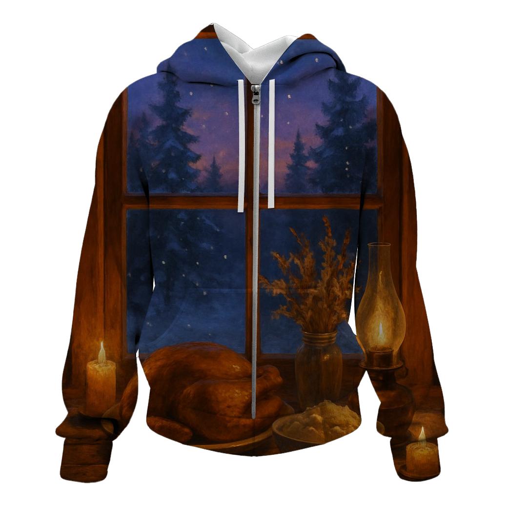 Cabin Window Harvest Glow designer hoodies