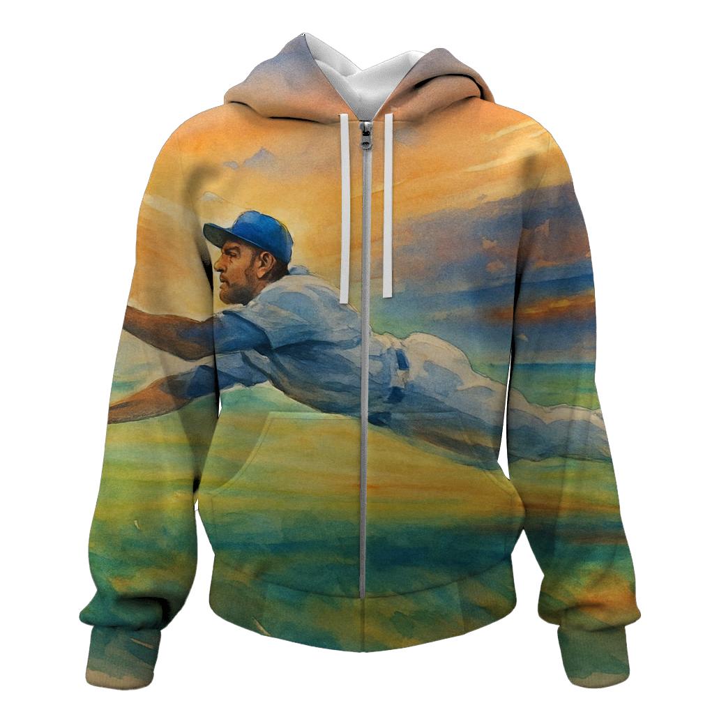California Sunset Outfield Dive graphic hoodies