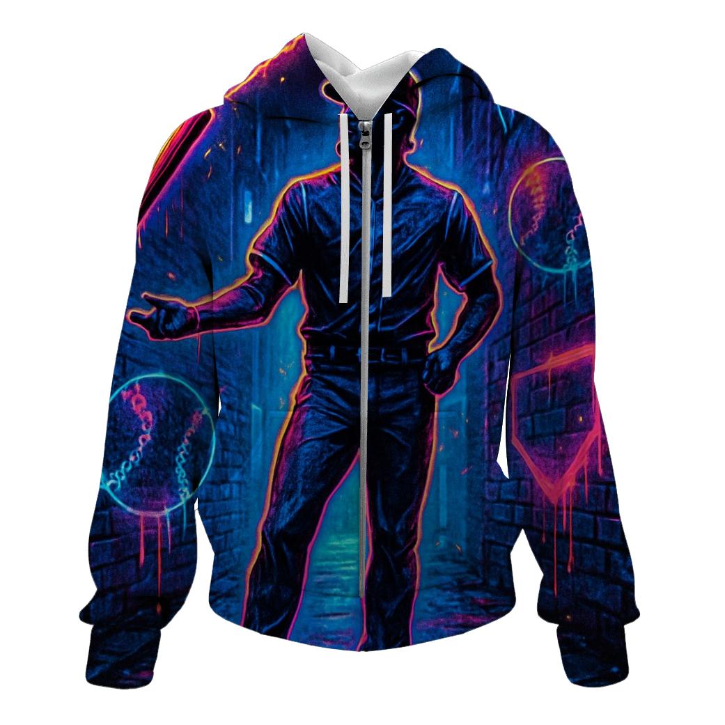 Neon Alley Bat Flip Aura lightweight hoodies