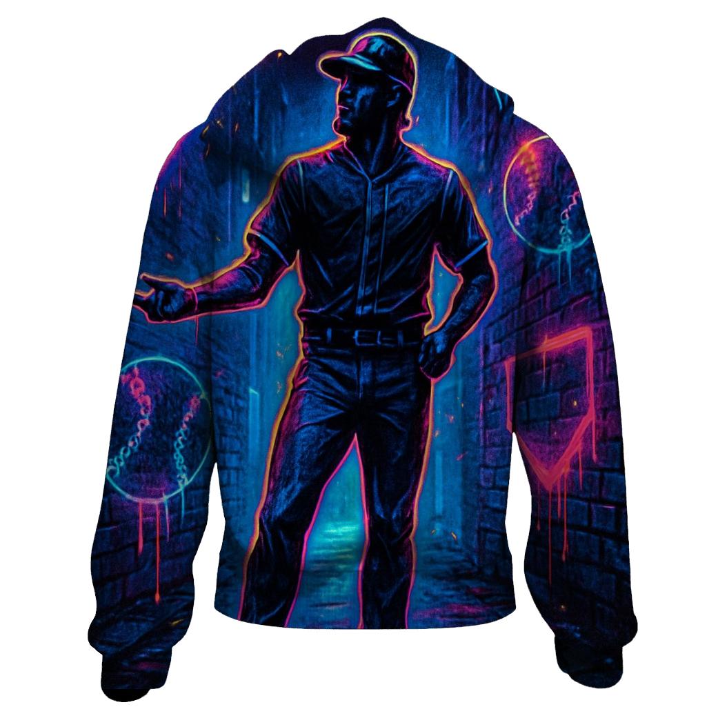 Neon Alley Bat Flip Aura lightweight hoodies